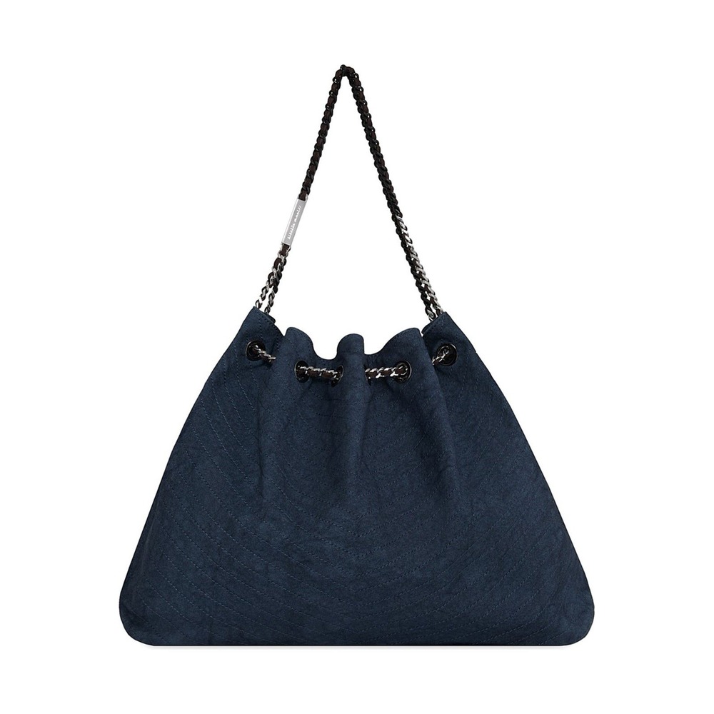 Rebecca Minkoff Chevron Stitch Slouchy Tote Dark Denim Luxury Designer $350